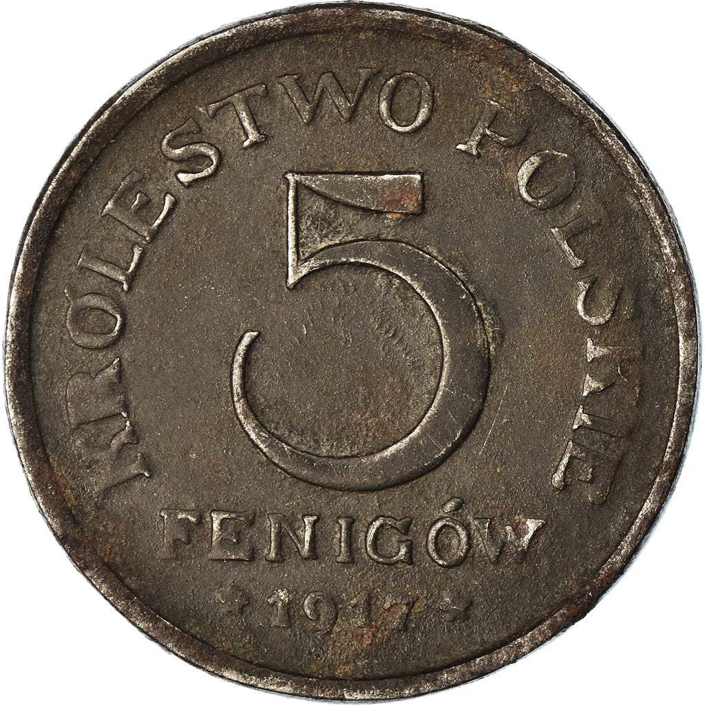 Coin, Poland, 5 Fenigow, 1917, Stuttgart, Germany, VF(20-25), Iron, KM:5