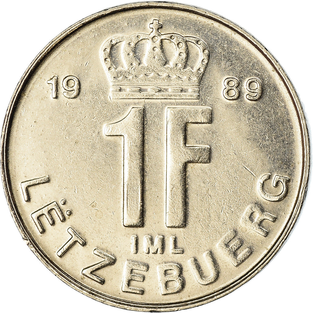 Coin, Luxembourg, Jean, Franc, 1989, EF(40-45), Nickel plated steel, KM:63