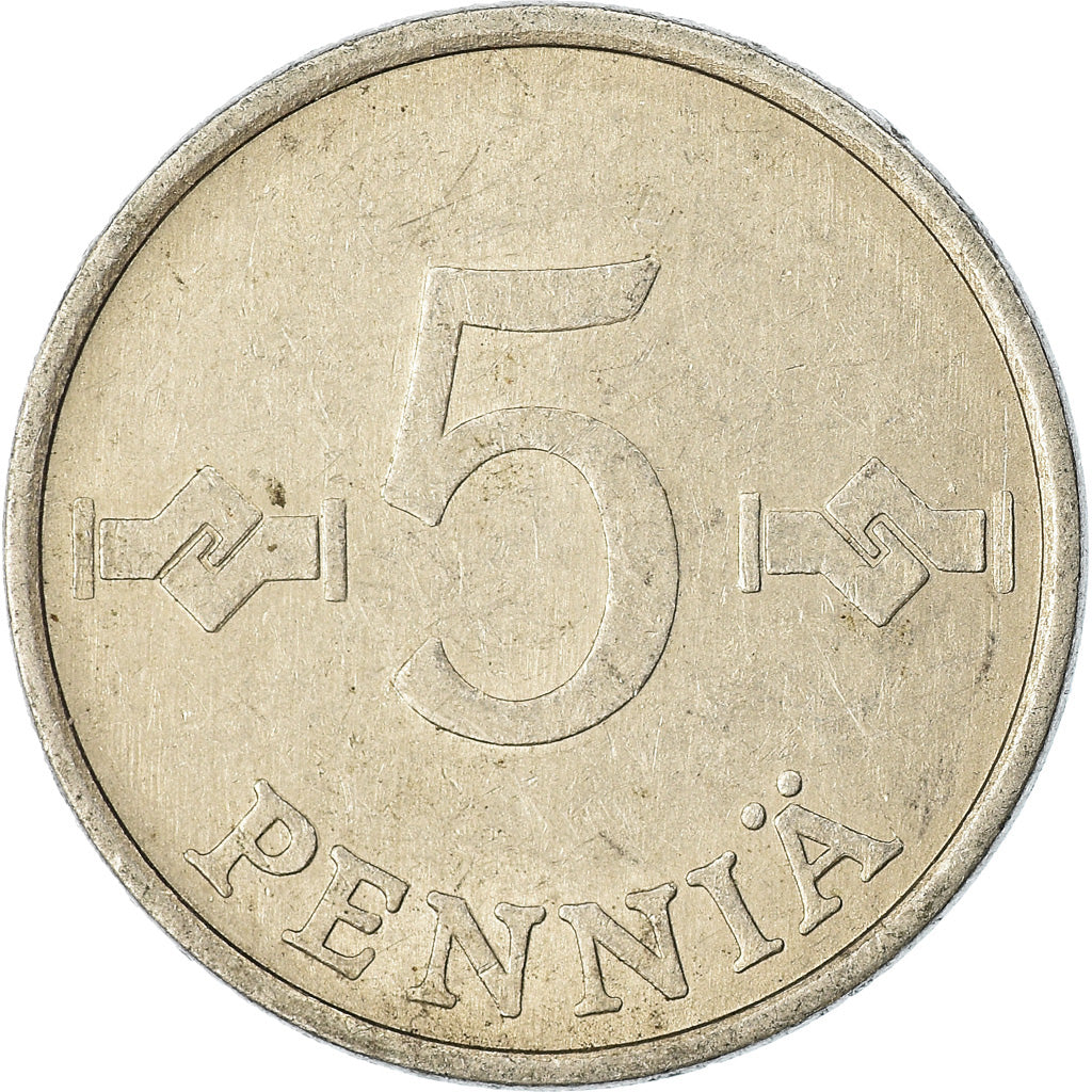 Moneta, Finlandia, 5 Pennia, 1980, EF(40-45), Aluminium, KM:45a
