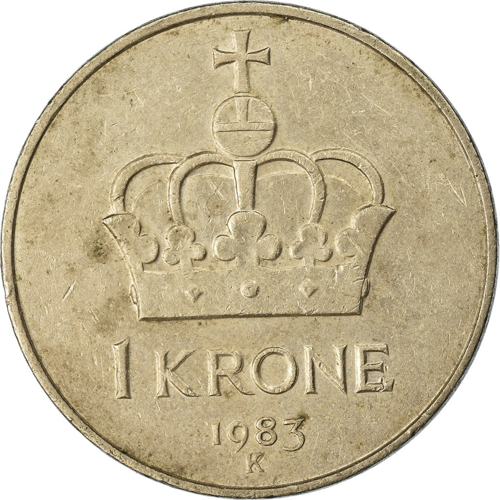 Munten, Noorwegen, Harald V, Krone, 1983, ZF, Copper-nickel, KM:436