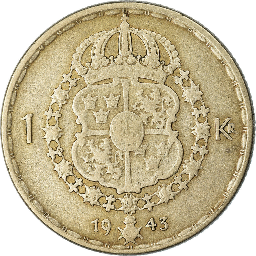 Coin, Sweden, Gustaf V, Krona, 1943, EF(40-45), Silver, KM:814