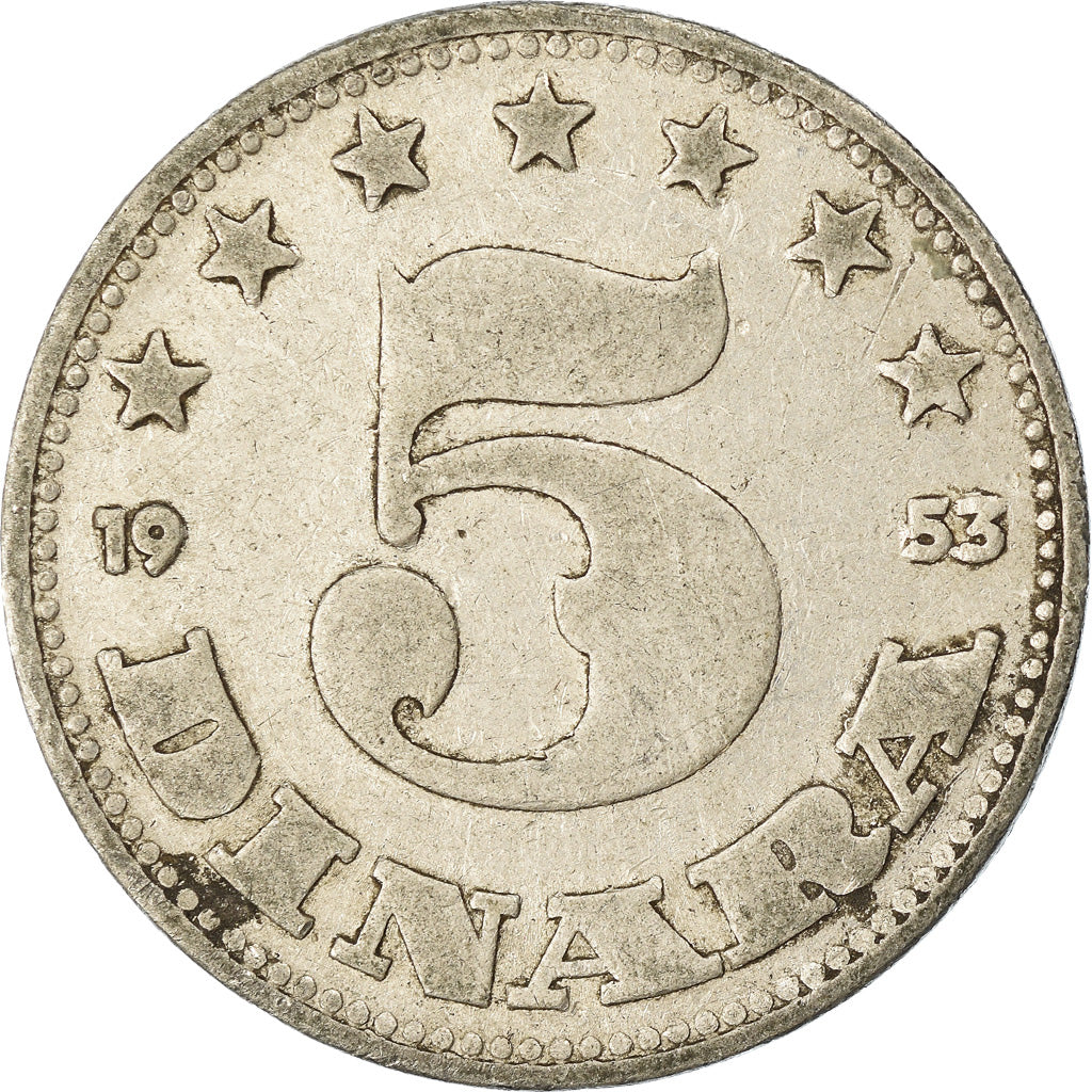 Coin, Yugoslavia, 5 Dinara, 1953, VF(30-35), Aluminum, KM:32