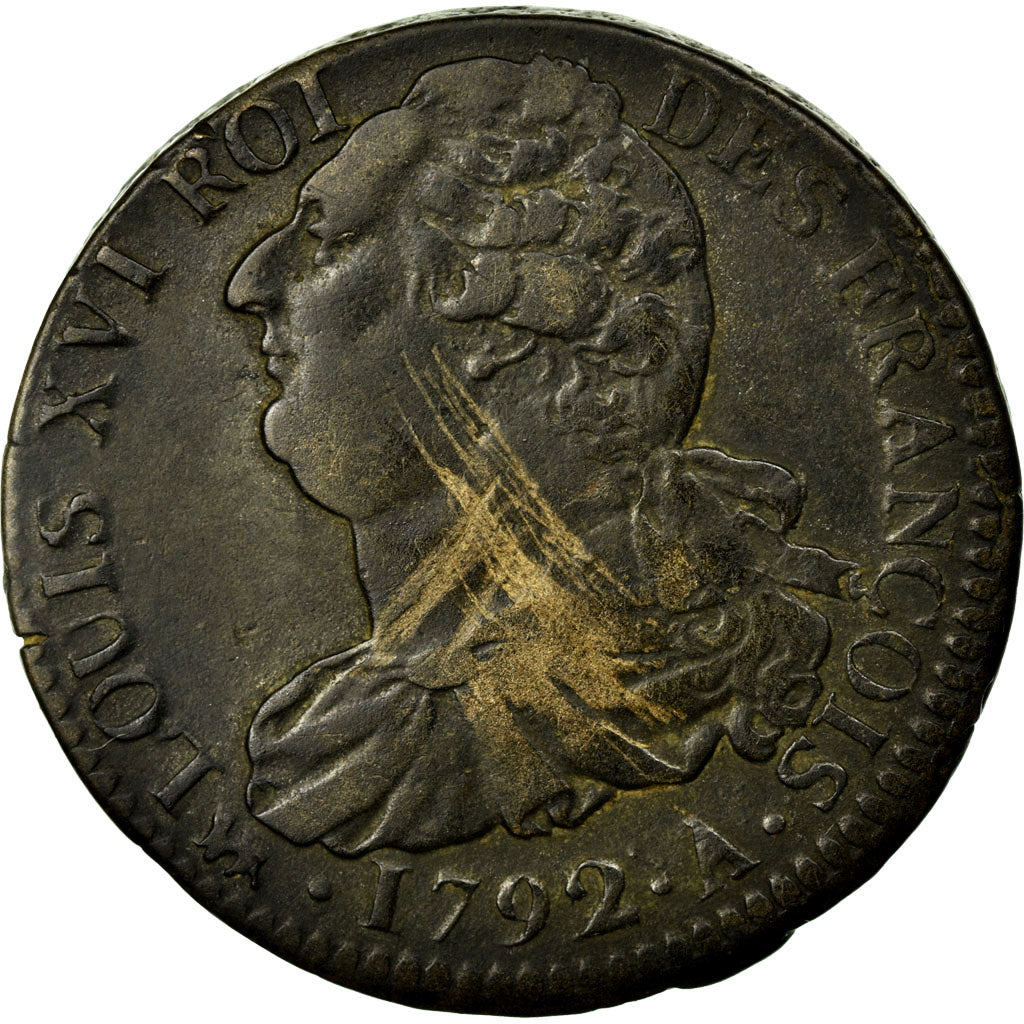 Coin, France, 2 sols françois, 2 Sols, 1792, Paris, VF(30-35), Bronze