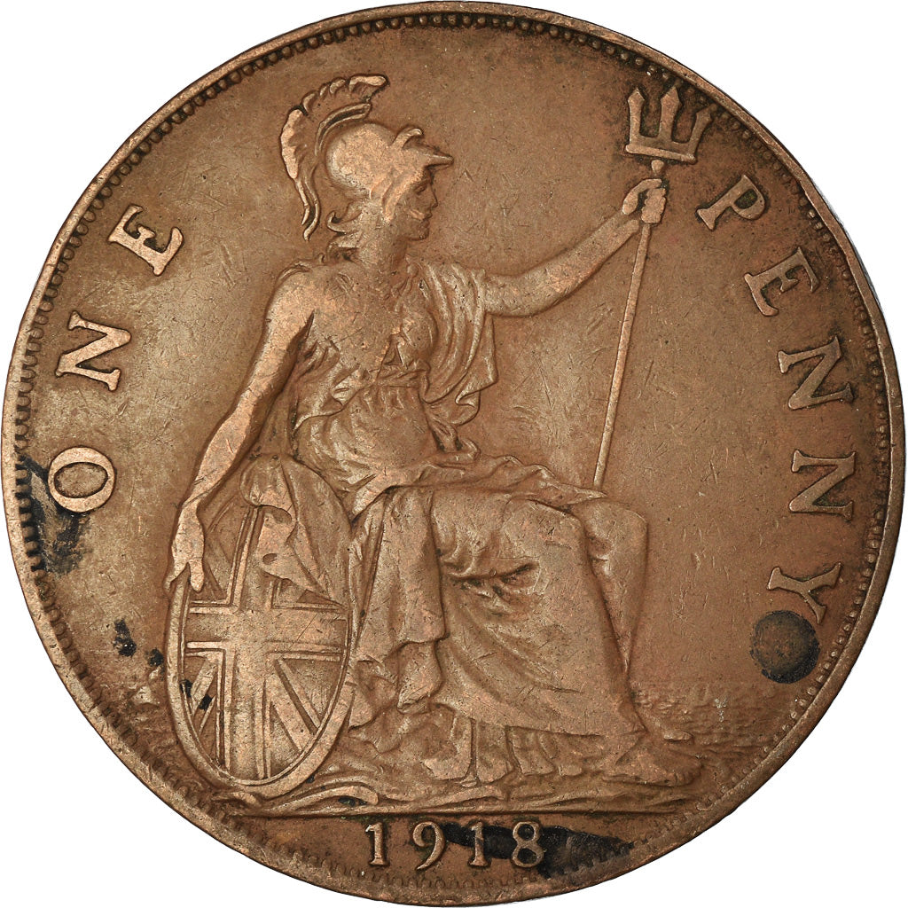 Coin, Great Britain, George V, Penny, 1918, EF(40-45), Bronze, KM:810