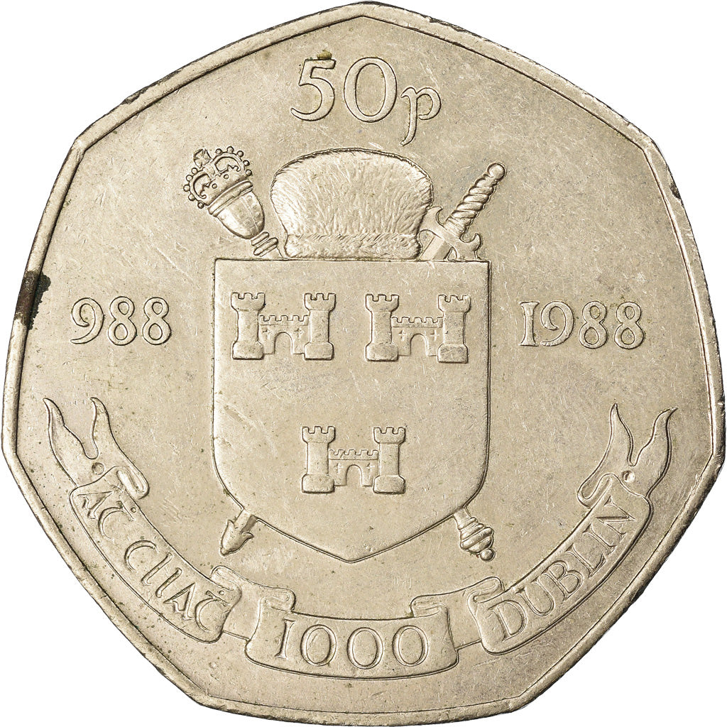 Coin, IRELAND REPUBLIC, 50 Pence, 1988, EF(40-45), Copper-nickel, KM:26