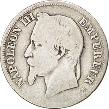 FRANCE, Napoléon III, 2 Francs, 1866, Strasbourg, KM #807.2, VG(8-10), Silver, G