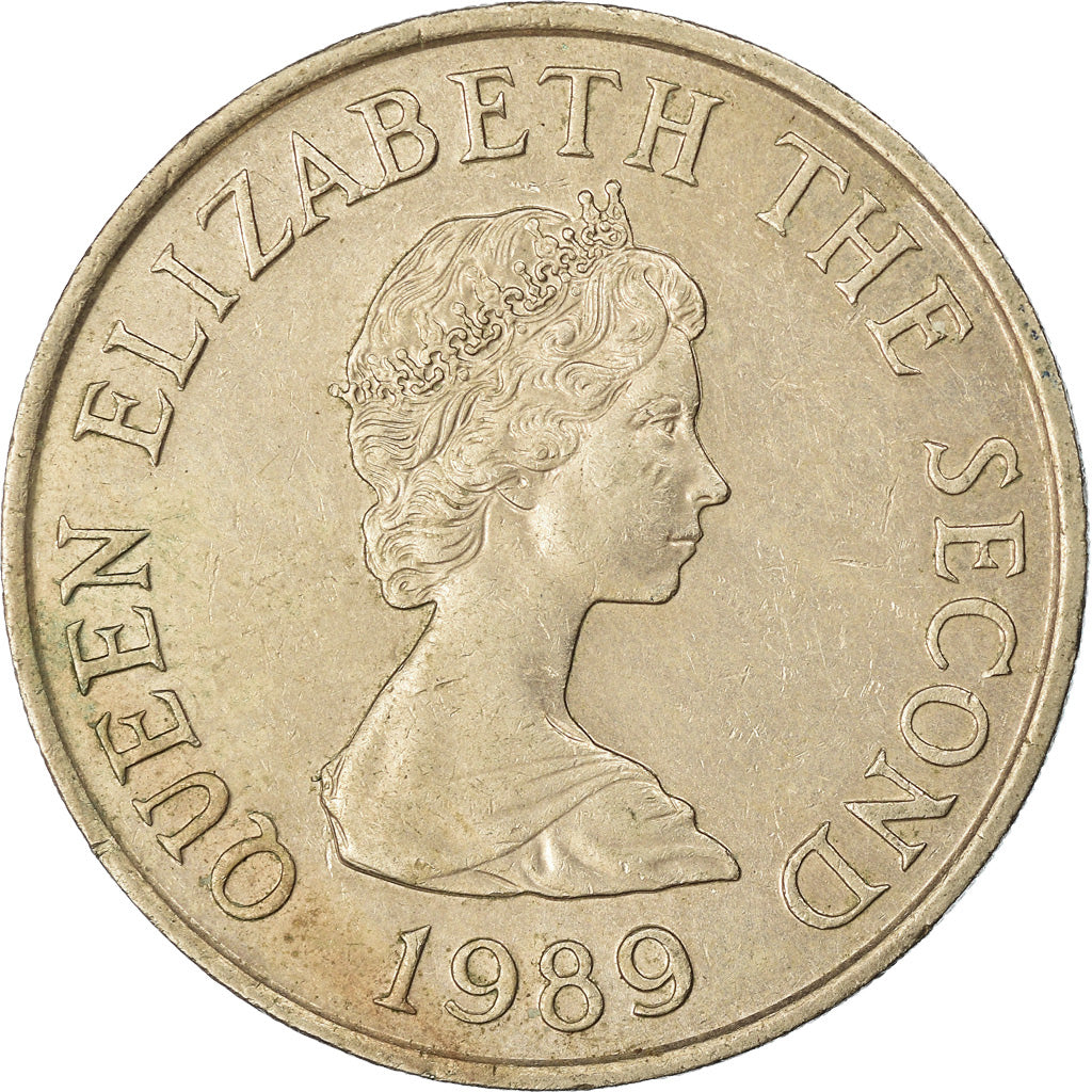 Moneta, Jersey, Elizabeth II, 10 Pence, 1989, BB, Rame-nichel, KM:57.1