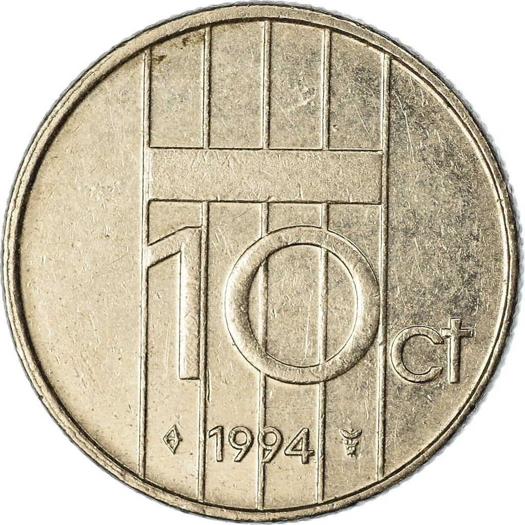 Moeda, Países Baixos, Beatrix, 10 Cents, 1994, EF(40-45), Níquel, KM:203