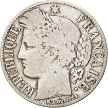 FRANCE, Cérès, Franc, 1887, Paris, KM #822.1, VF(20-25), Silver, 23, Gadoury #..