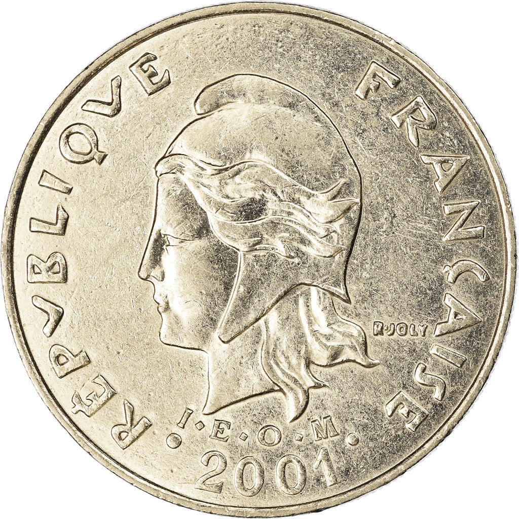 Moeda, Polinésia Francesa, 20 Francs, 2001, Paris, EF(40-45), Níquel, KM:9