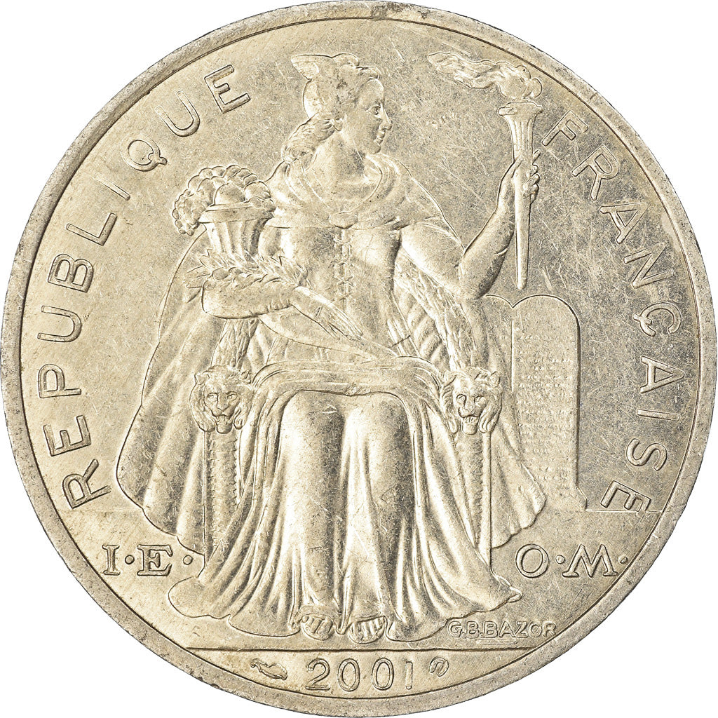 Moneta, Polinezja Francuska, 5 Francs, 2001, Paris, EF(40-45), Aluminium, KM:12