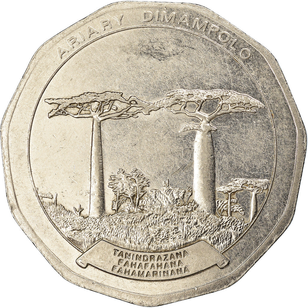 Moeda, Madagáscar, 50 Ariary, 1996, EF(40-45), Aço Inoxidável, KM:25.1