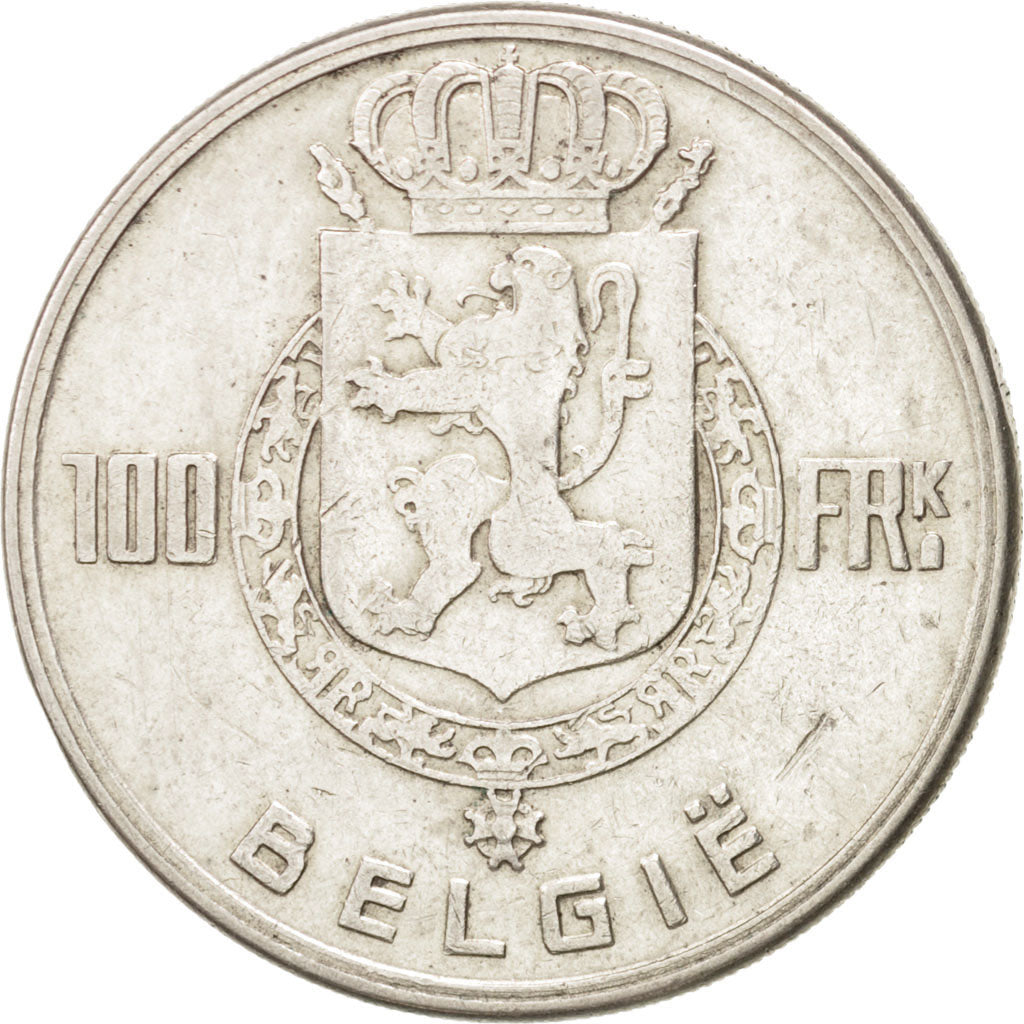 BELGIUM, 100 Francs, 100 Frank, 1948, KM #138.1, EF(40-45), Silver, 33, 17.93