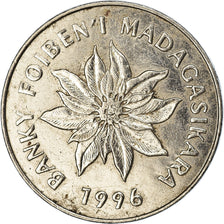 Moeda, Madagáscar, 5 Francs, Ariary, 1996, EF(40-45), Aço Inoxidável, KM:21
