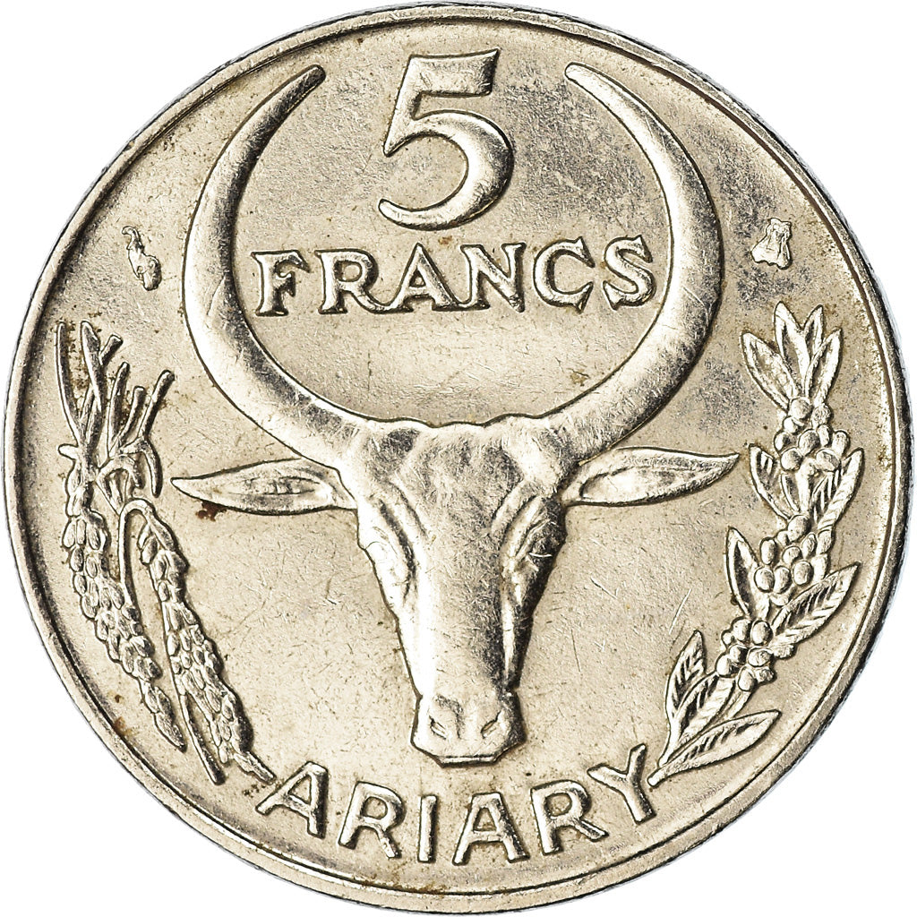 Coin, Madagascar, 5 Francs, Ariary, 1996, EF(40-45), Stainless Steel, KM:21