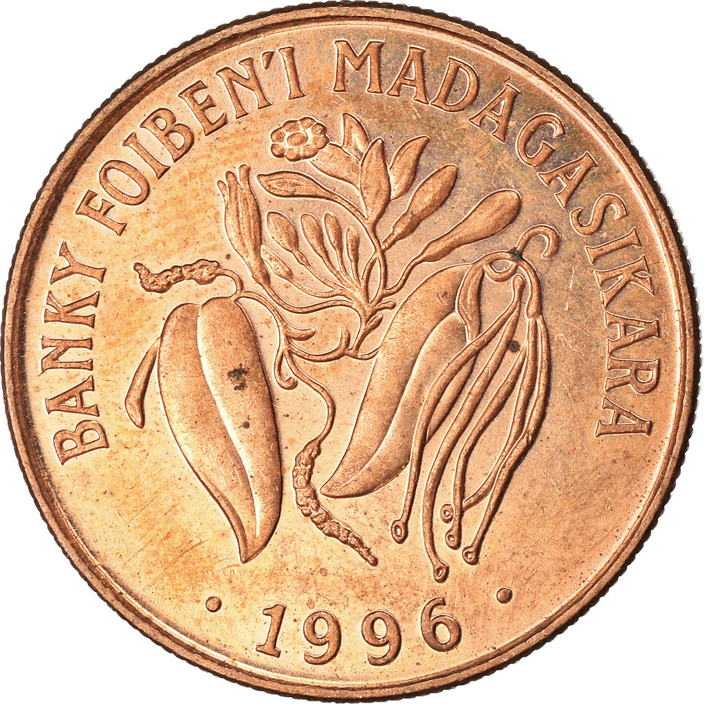 Monnaie, Madagascar, 10 Francs, 2 Ariary, 1996, TTB, Copper Plated Steel, KM:22