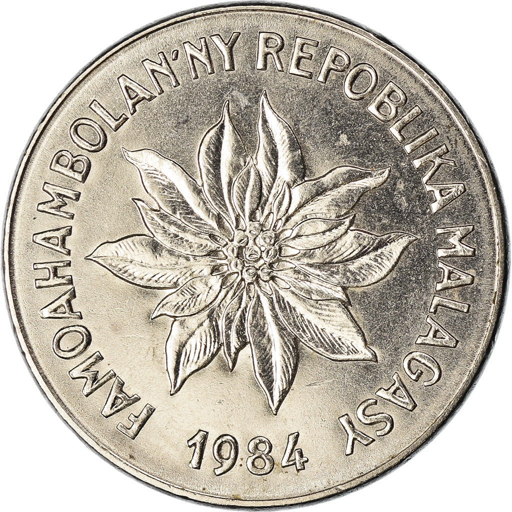 Coin, Madagascar, 2 Francs, 1984, Paris, EF(40-45), Stainless Steel, KM:9