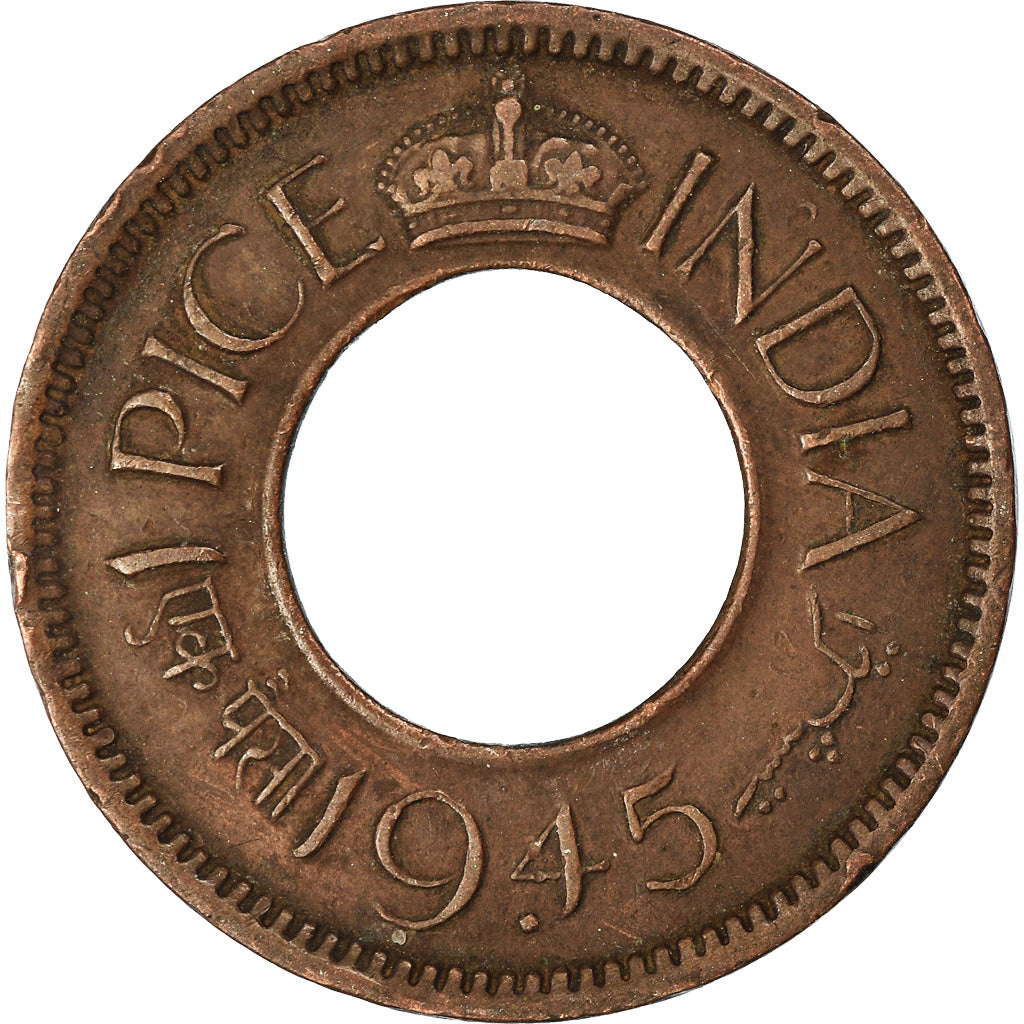 Coin, INDIA-BRITISH, George VI, Pice, 1945, EF(40-45), Bronze, KM:533