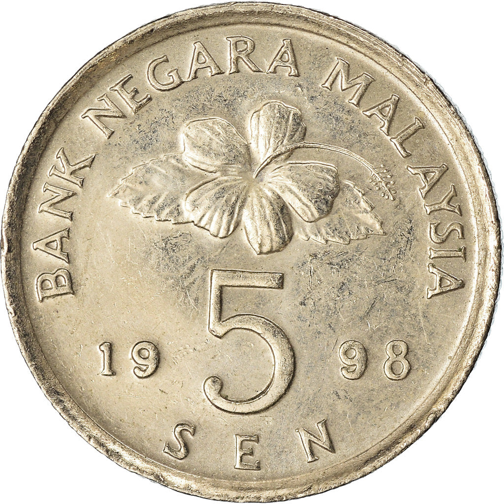 Coin, Malaysia, 5 Sen, 1998, EF(40-45), Copper-nickel, KM:50