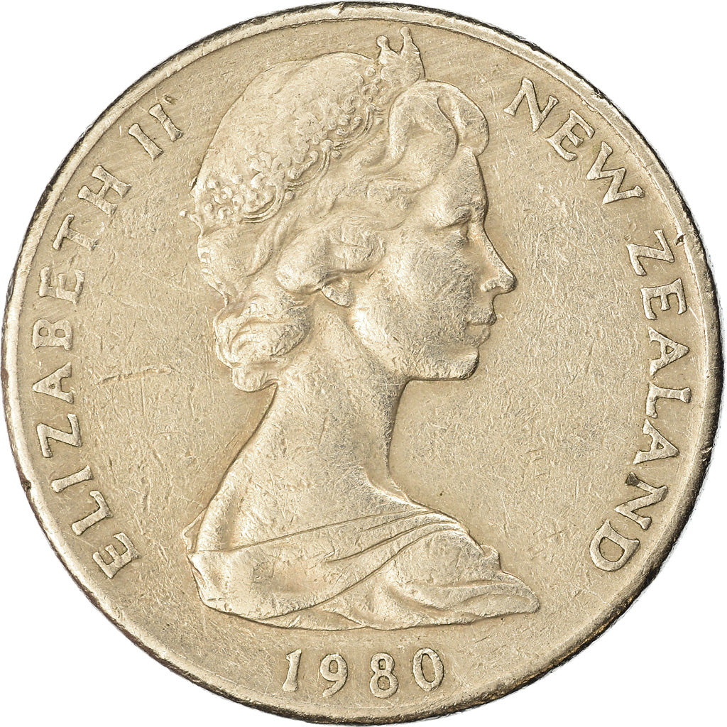 Moneda, Nueva Zelanda, Elizabeth II, 20 Cents, 1980, MBC, Cobre - níquel