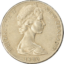 Moneda, Nueva Zelanda, Elizabeth II, 20 Cents, 1980, MBC, Cobre - níquel