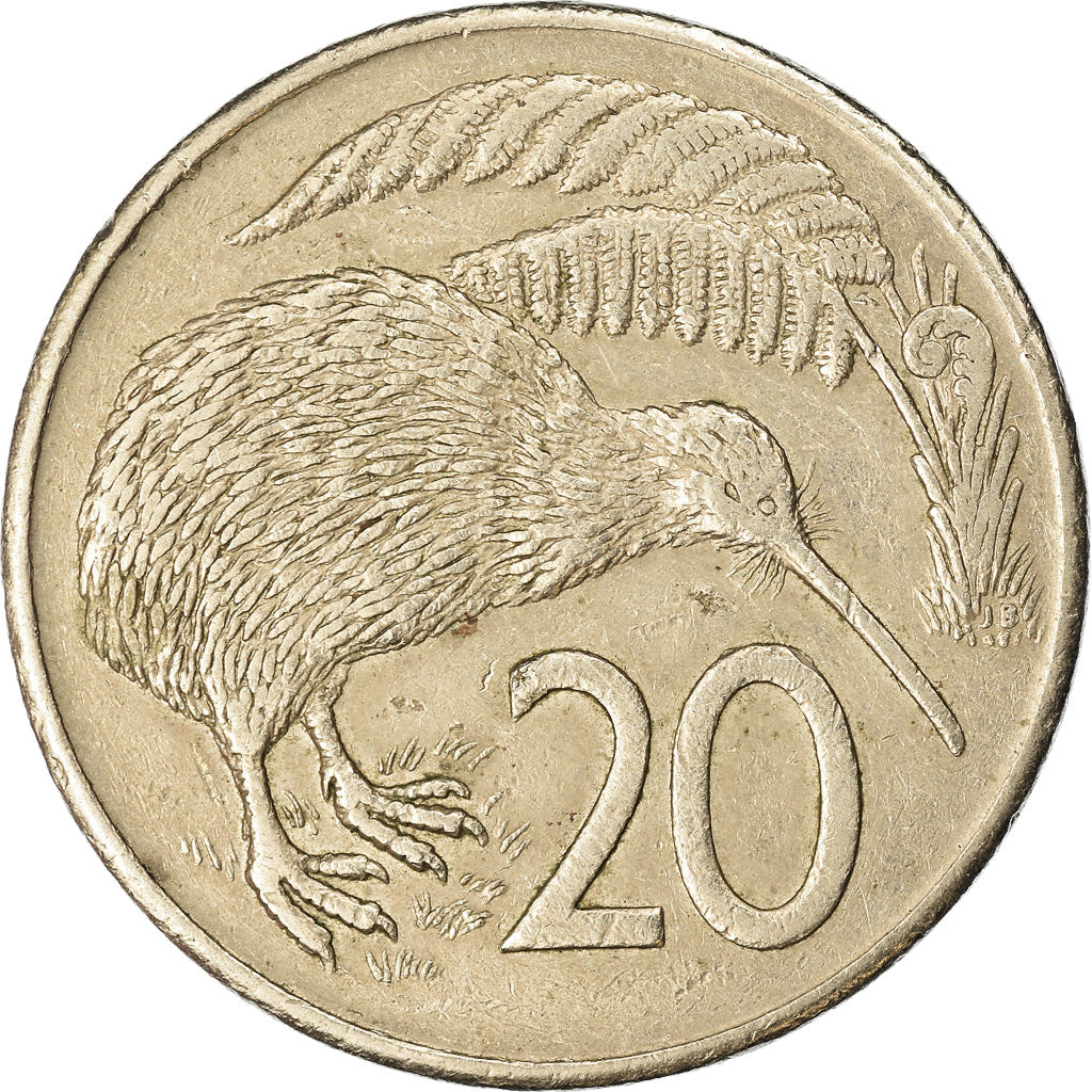 Moneda, Nueva Zelanda, Elizabeth II, 20 Cents, 1980, MBC, Cobre - níquel