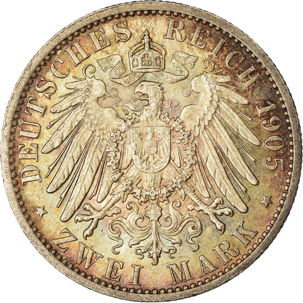 Coin, German States, PRUSSIA, Wilhelm II, 2 Mark, 1905, Berlin, EF(40-45)