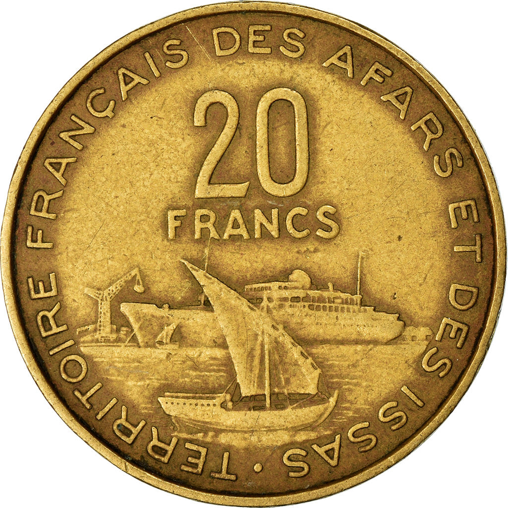 Coin, FRENCH AFARS & ISSAS, 20 Francs, 1975, Paris, EF(40-45), Aluminum-Bronze