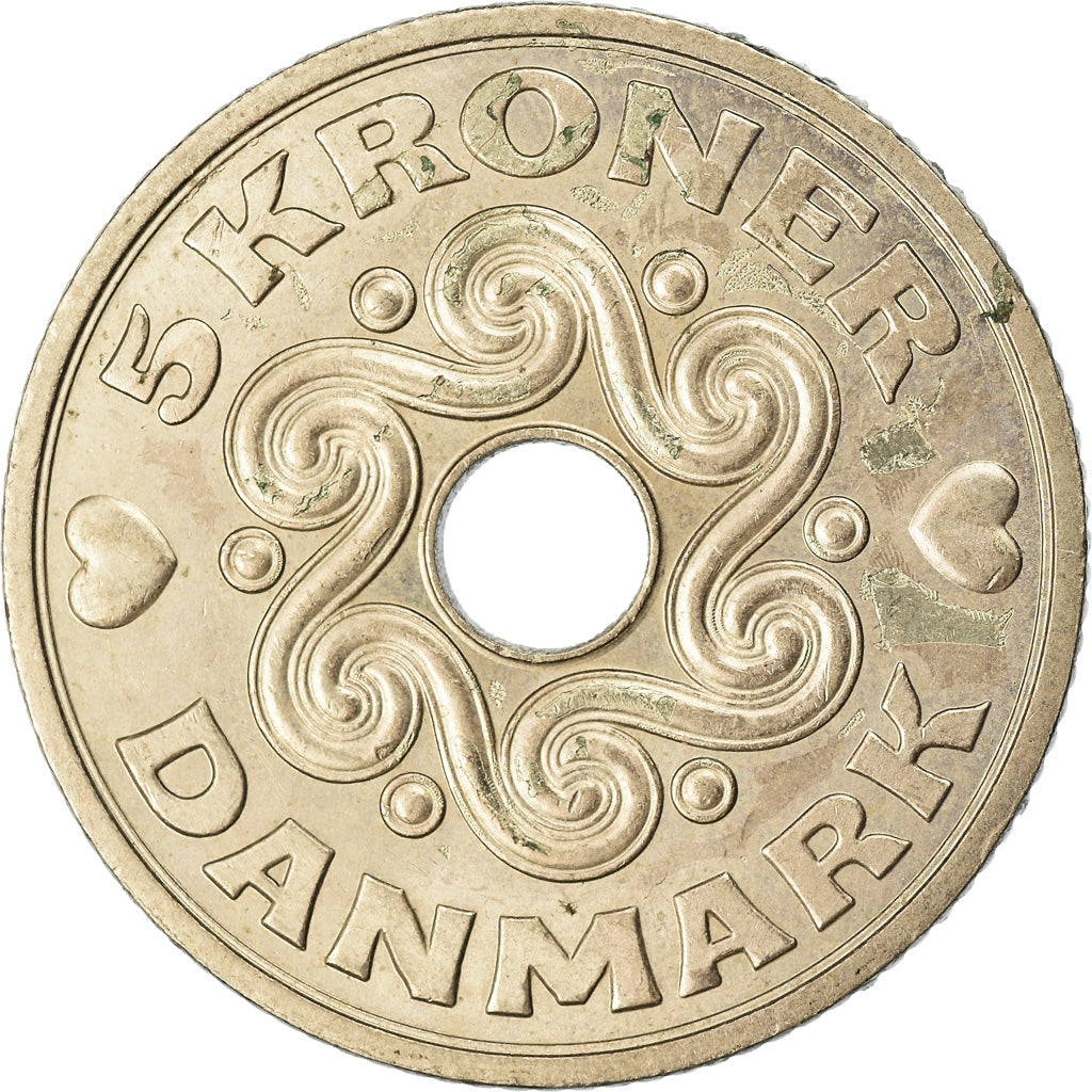 Monnaie, Danemark, Margrethe II, 5 Kroner, 1991, Copenhagen, TTB, Copper-nickel