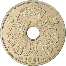 Moneda, Dinamarca, Margrethe II, 5 Kroner, 1991, Copenhagen, MBC, Cobre -