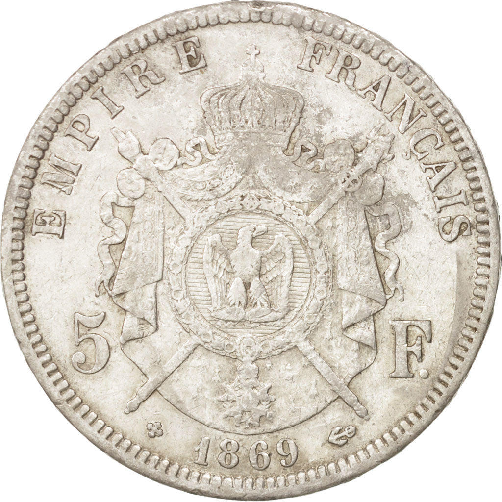 FRANCE, Napoléon III, 5 Francs, 1869, Strasbourg, KM #799.2, VF(30-35), Silver,