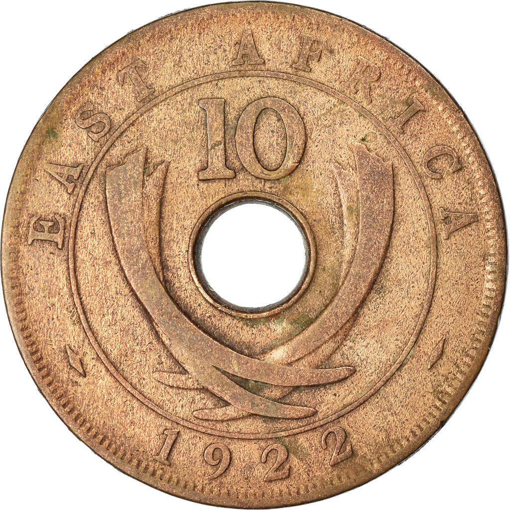 Coin, EAST AFRICA, George V, 10 Cents, 1922, VF(30-35), Bronze, KM:19