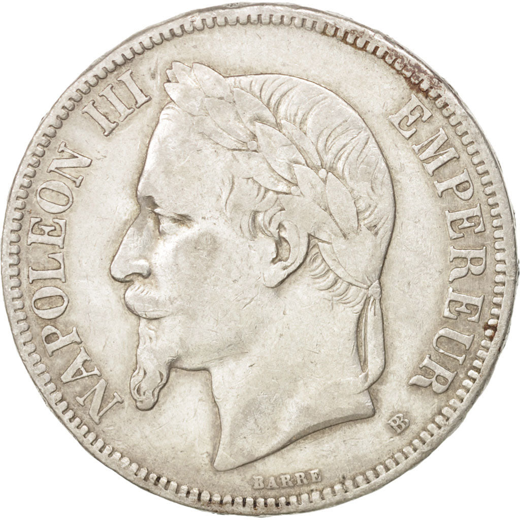 FRANCE, Napoléon III, 5 Francs, 1870, Strasbourg, KM #799.2, VF(30-35), Silver,