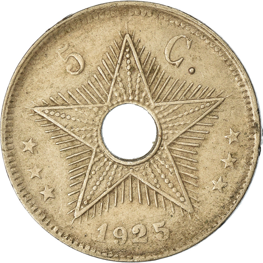 Coin, Belgian Congo, 5 Centimes, 1925, EF(40-45), Copper-nickel, KM:17