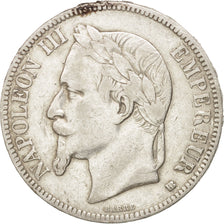 FRANCE, Napoléon III, 5 Francs, 1867, Strasbourg, KM #799.2, VF(30-35), Silver,