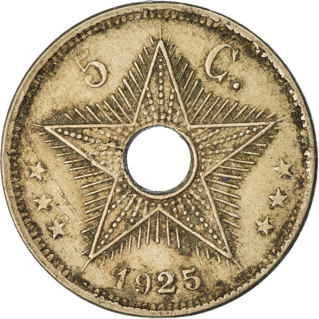 Coin, Belgian Congo, 5 Centimes, 1925, EF(40-45), Copper-nickel, KM:17