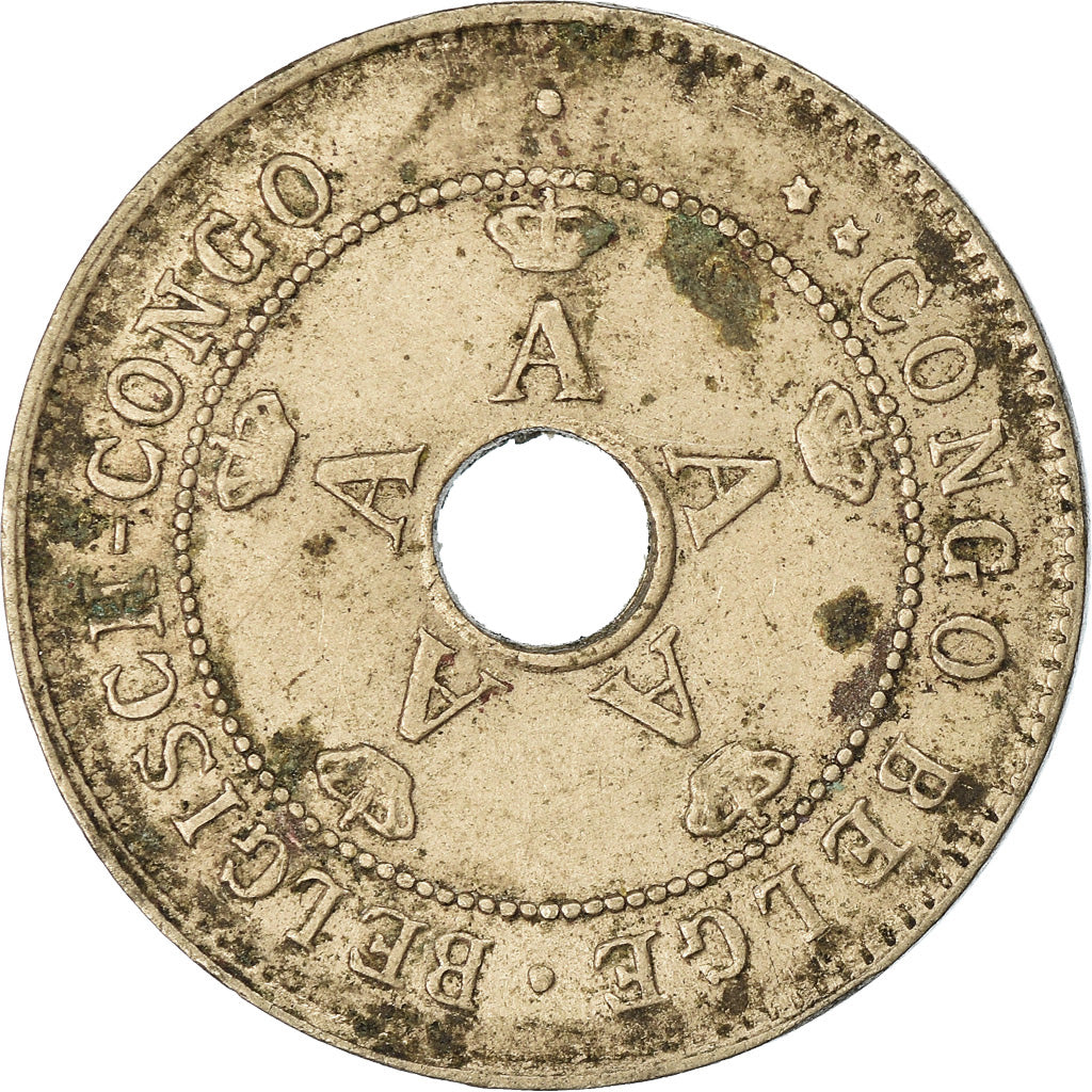 Coin, Belgian Congo, 10 Centimes, 1921, Heaton, EF(40-45), Copper-nickel, KM:18