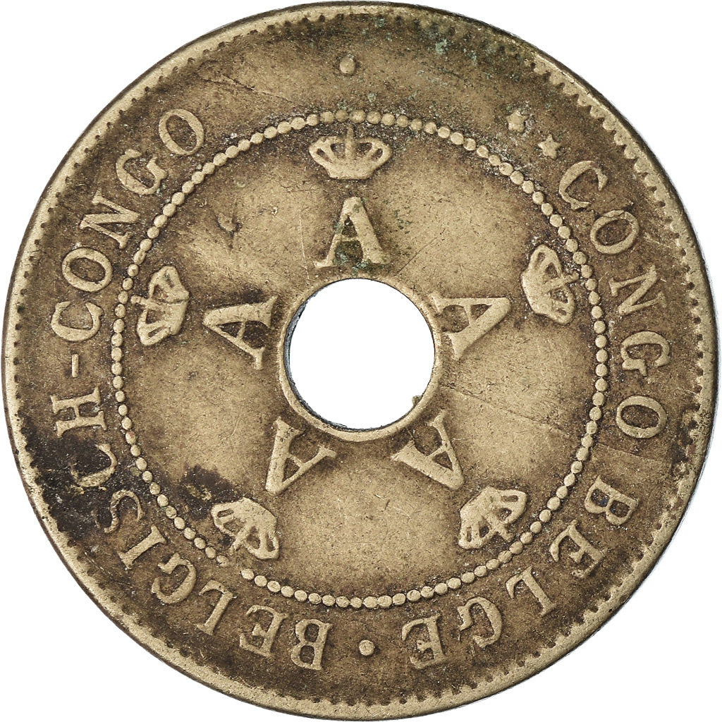 Moneta, Congo belga, 10 Centimes, 1922, Heaton, BB, Rame-nichel, KM:18