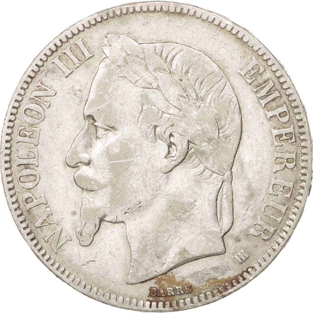 Second Empire, 5 Francs Napoléon III tête laurée, 1867 BB, KM 799.2