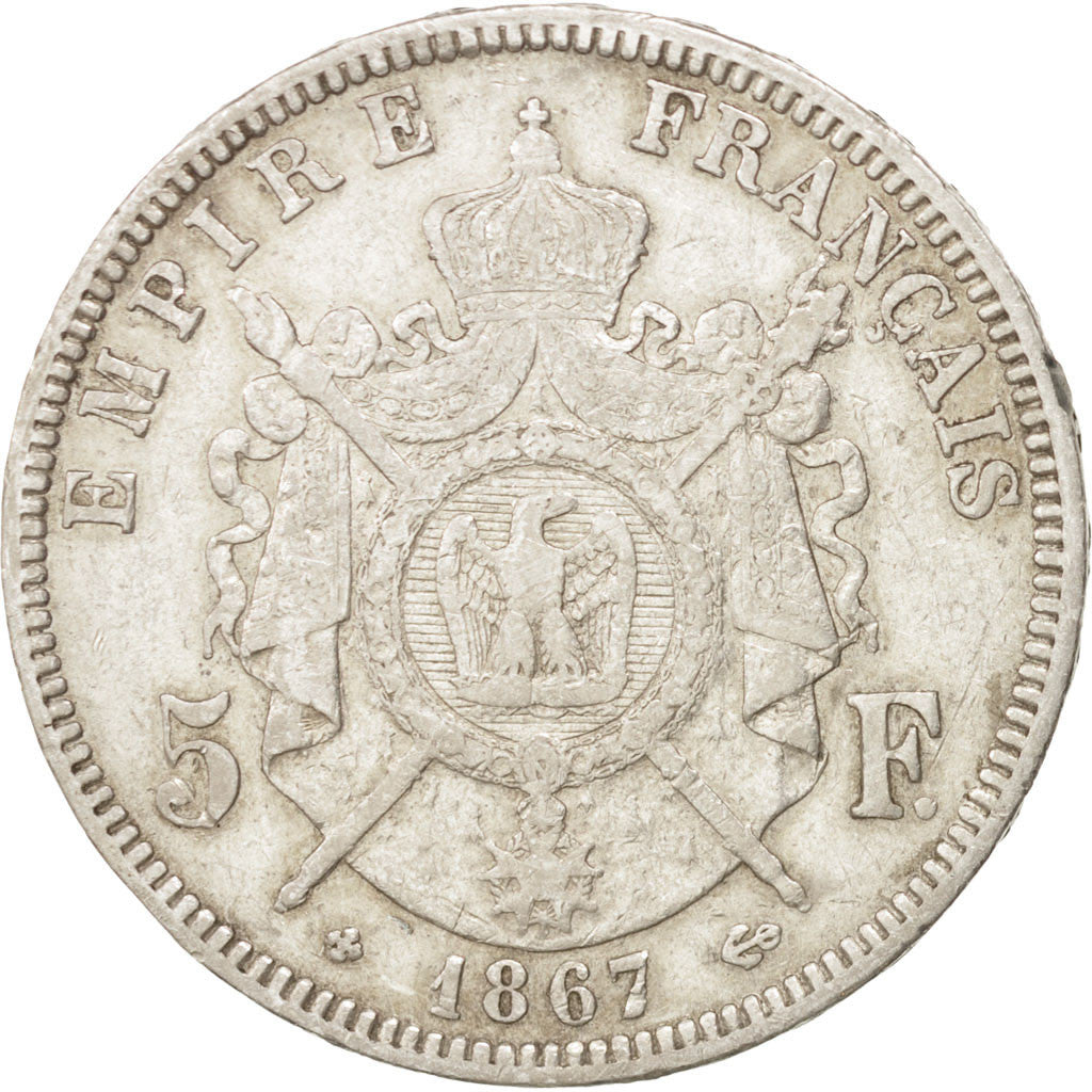 Second Empire, 5 Francs Napoléon III tête laurée, 1867 BB, KM 799.2