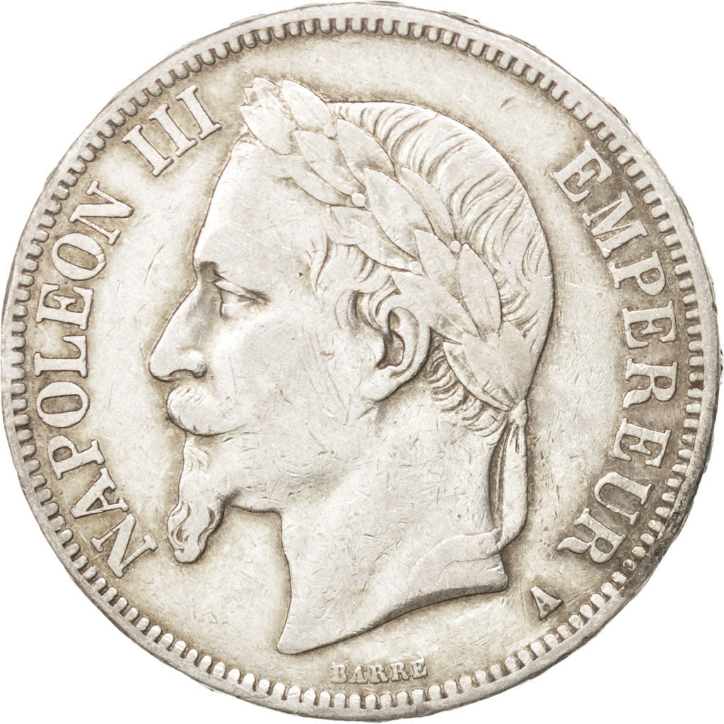 FRANCE, Napoléon III, 5 Francs, 1867, Paris, KM #799.1, VF(30-35), Silver, G...