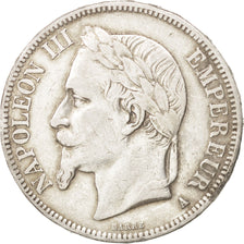 FRANCE, Napoléon III, 5 Francs, 1867, Paris, KM #799.1, VF(30-35), Silver, G...