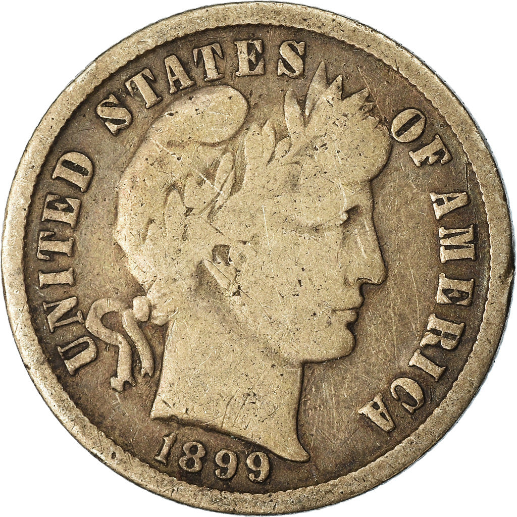 Coin, United States, Barber Dime, Dime, 1899, U.S. Mint, Philadelphia