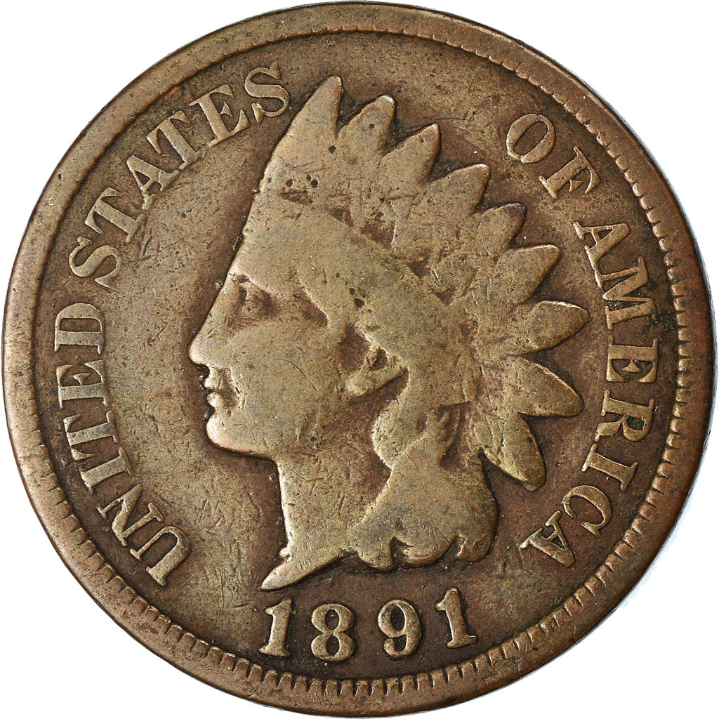 Moneda, Estados Unidos, Indian Head Cent, Cent, 1891, U.S. Mint, Philadelphia