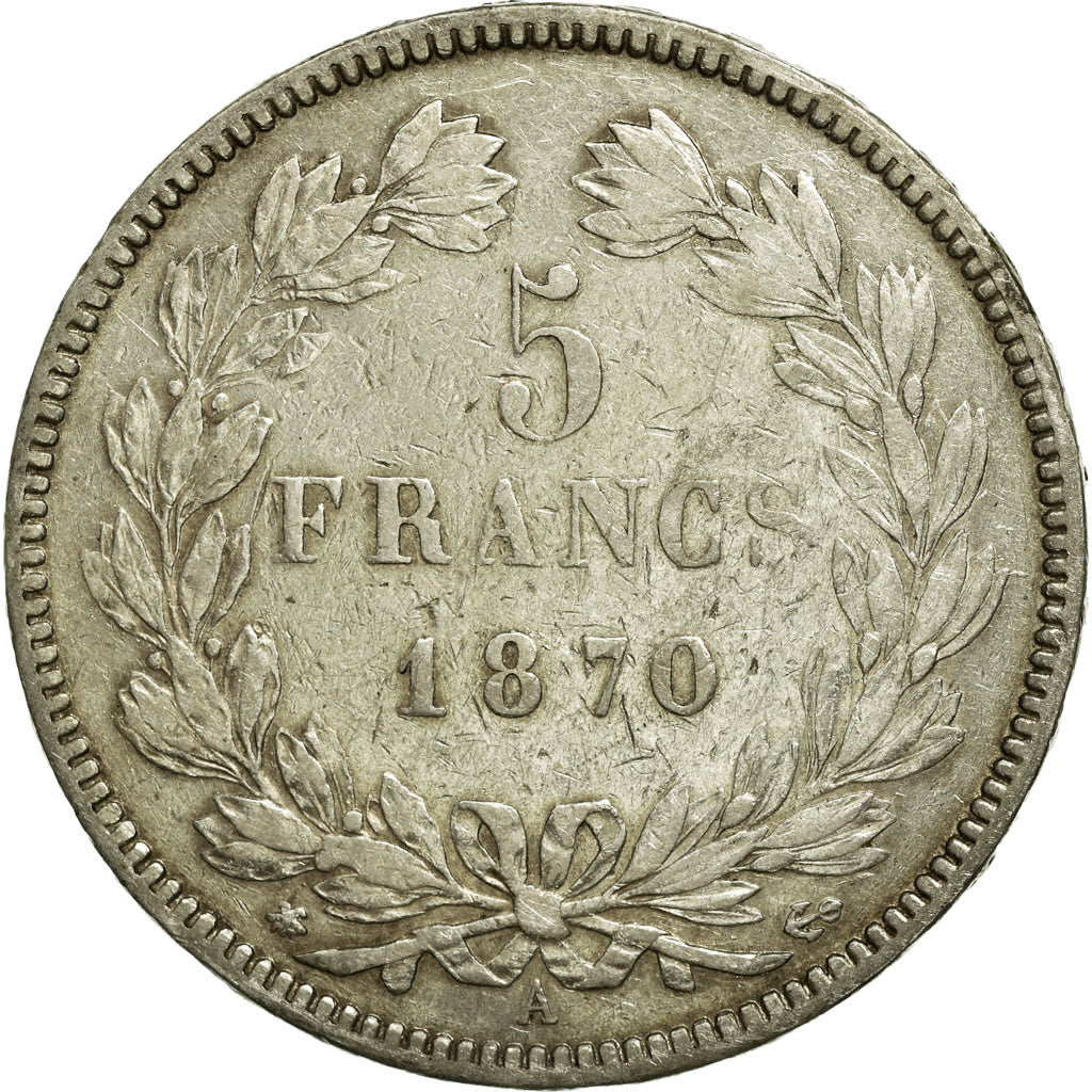 Münze, Frankreich, Cérès, 5 Francs, 1870, Paris, S+, Silber, KM:818.1