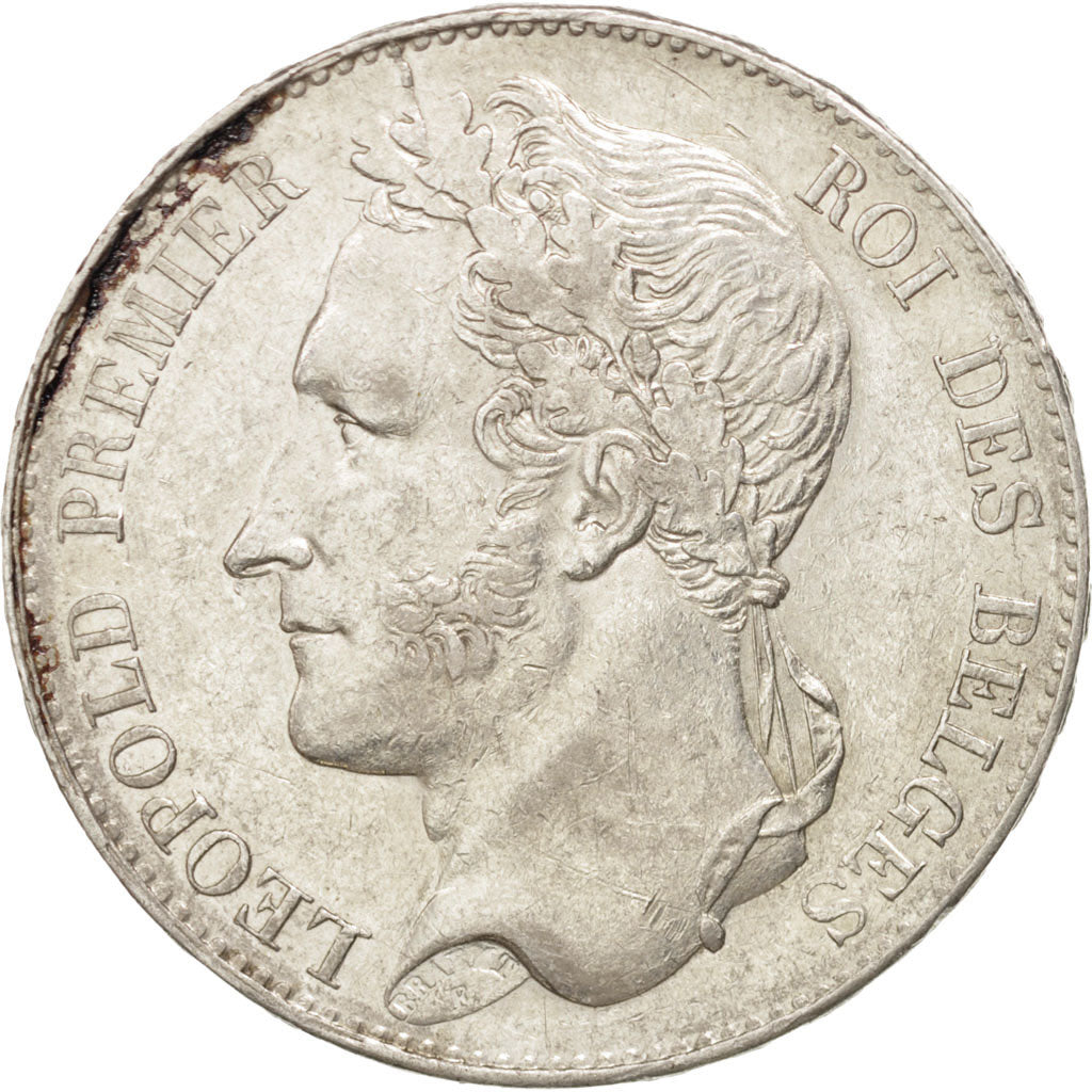 BELGIUM, 5 Francs, 5 Frank, 1849, KM #3.2, EF(40-45), Silver, 24.96