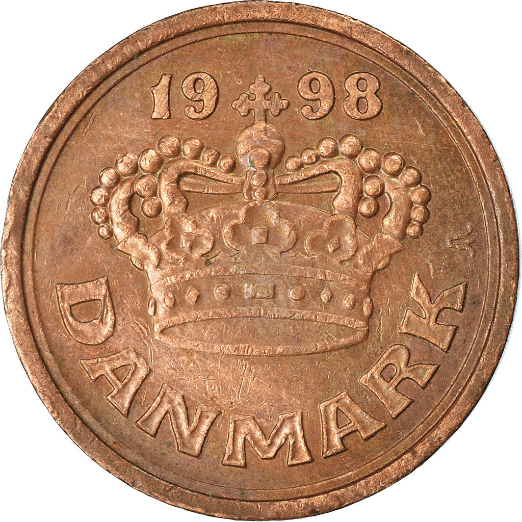 Münze, Dänemark, Margrethe II, 25 Öre, 1998, SS, Bronze, KM:868.1