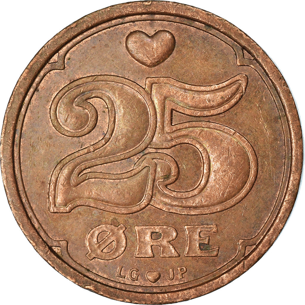 Münze, Dänemark, Margrethe II, 25 Öre, 1998, SS, Bronze, KM:868.1