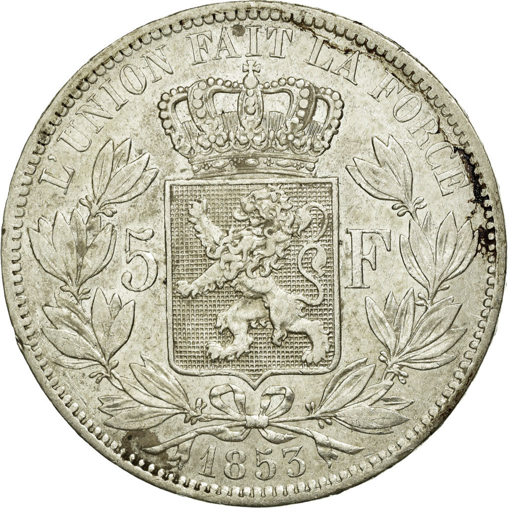 Coin, Belgium, Leopold I, 5 Francs, 5 Frank, 1853, EF(40-45), Silver, KM:17