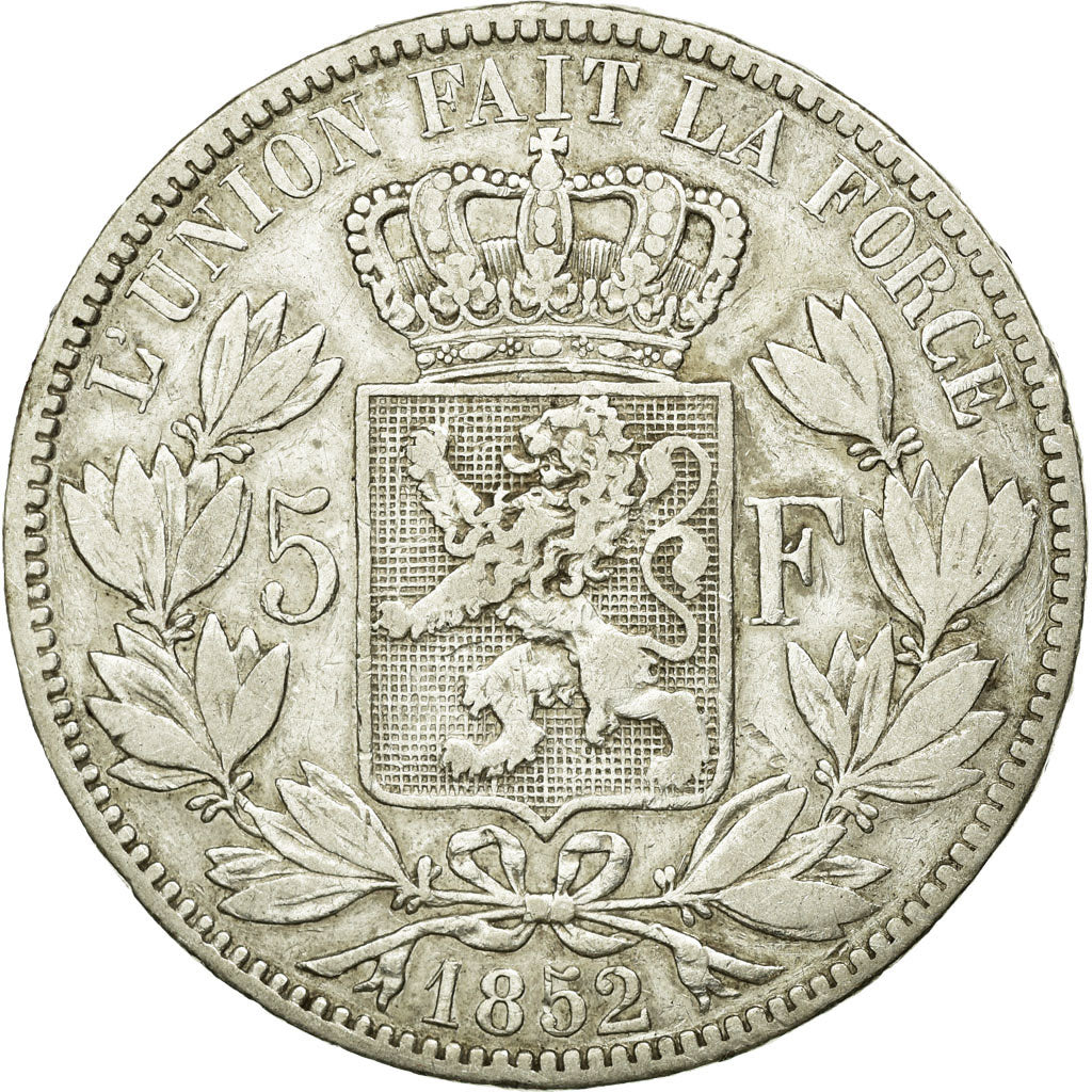 Coin, Belgium, Leopold I, 5 Francs, 5 Frank, 1852, VF(30-35), Silver, KM:17